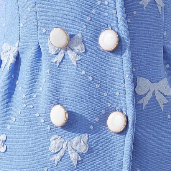 Blue Dress with White Bow Accents - Picture 3 of 3